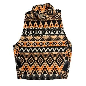 Kirra Crop Top Multicolor Geometric Tribal Mock Neck Sleeveless Small Women